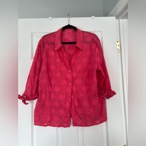 Women's Pink Floral Button-Up Top size M / L